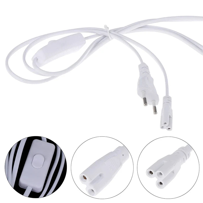 1.8m EU Plug Power Cord with Switch for T5 T8 LED Tubes