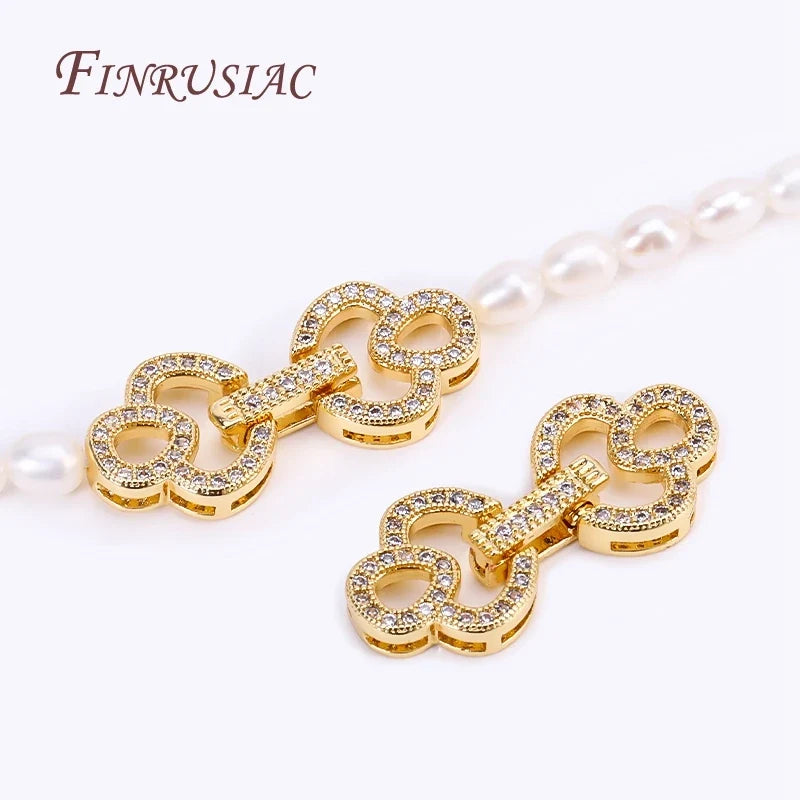 18K Gold Plated Zircon Pearl Clasp | DIY Jewelry Findings