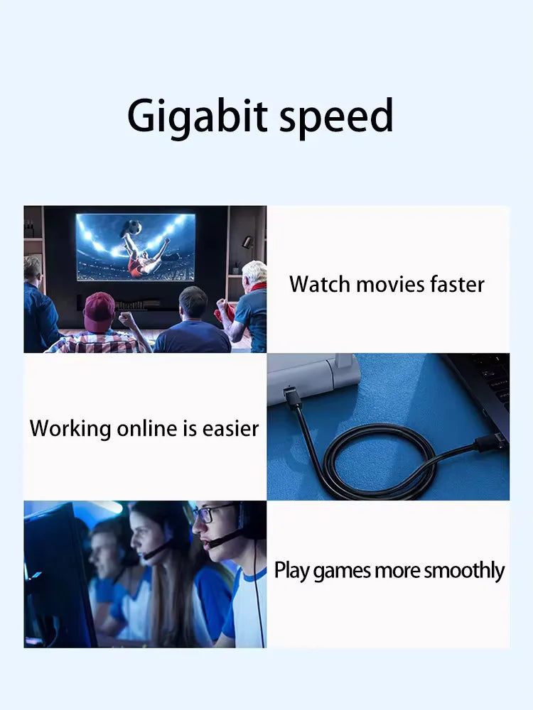 Cat6 Flat Ethernet Cable 1Gbps RJ45 LAN Cord PC PS5 Xbox