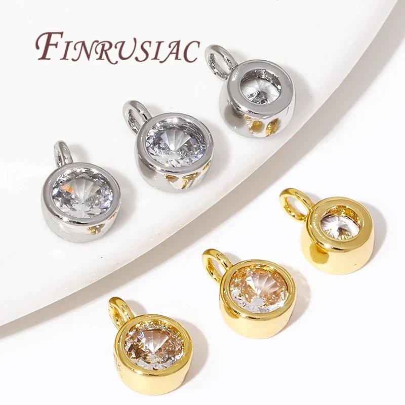 18K Gold Plated Rhinestone Round Charm Pendant – DIY Jewelry
