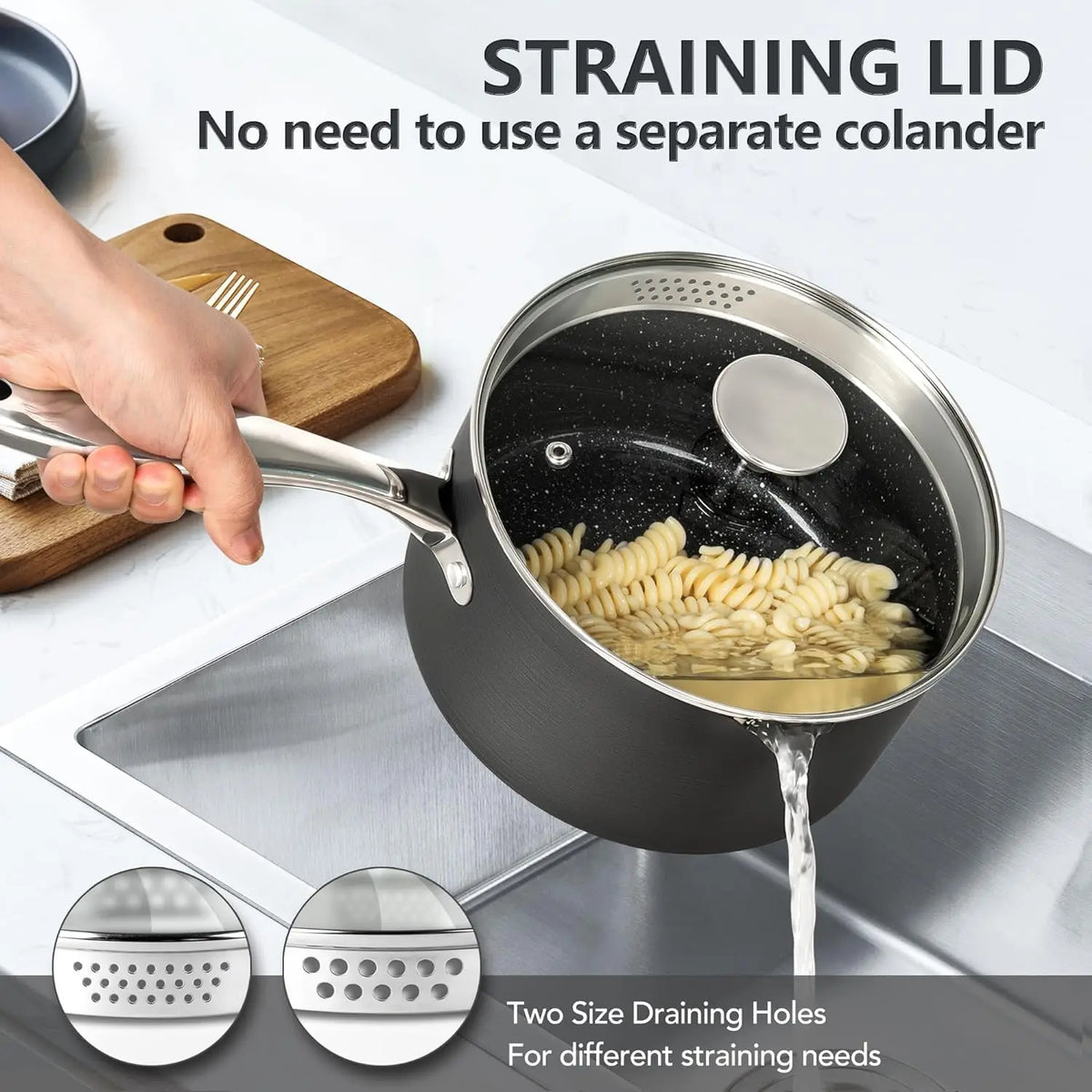 MICHELANGELO 3 Qt Nonstick Saucepan with Lid – Induction Ready
