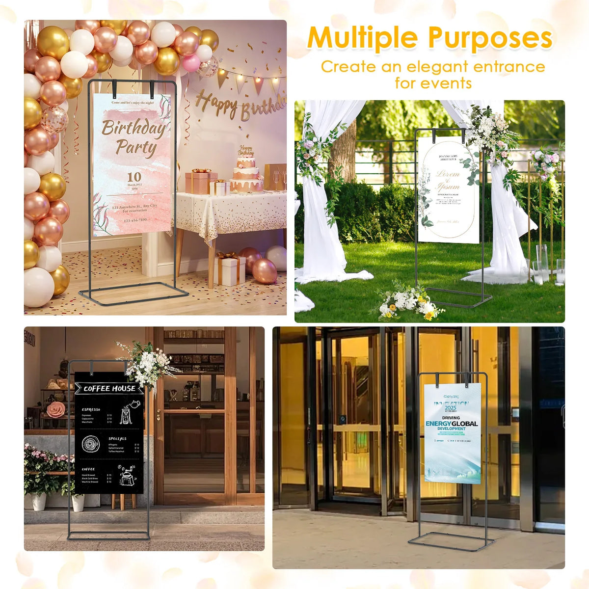 Adjustable Wedding Sign Stand Easel with Leather Straps