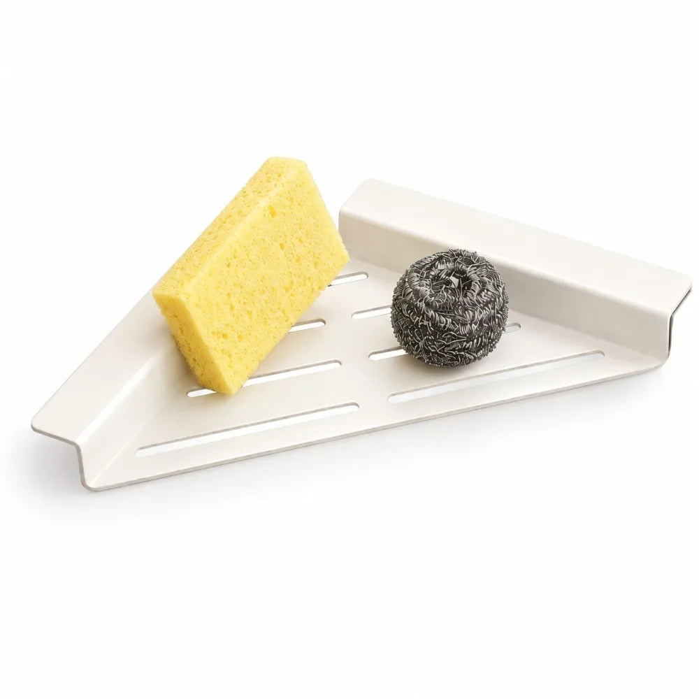 Carbon Steel Sink Corner Rack – Rust-Proof Drain & Sponge Holder