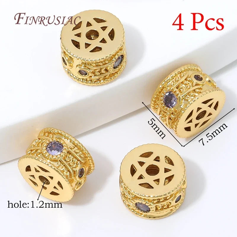 18K Gold Plated Zircon Spacer Beads – Brass DIY Jewelry Findings