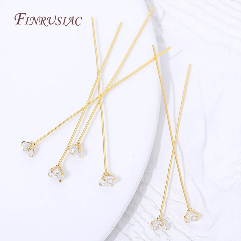 18K Gold Plated CZ Head Pins 3/4/5mm – DIY Jewelry Making