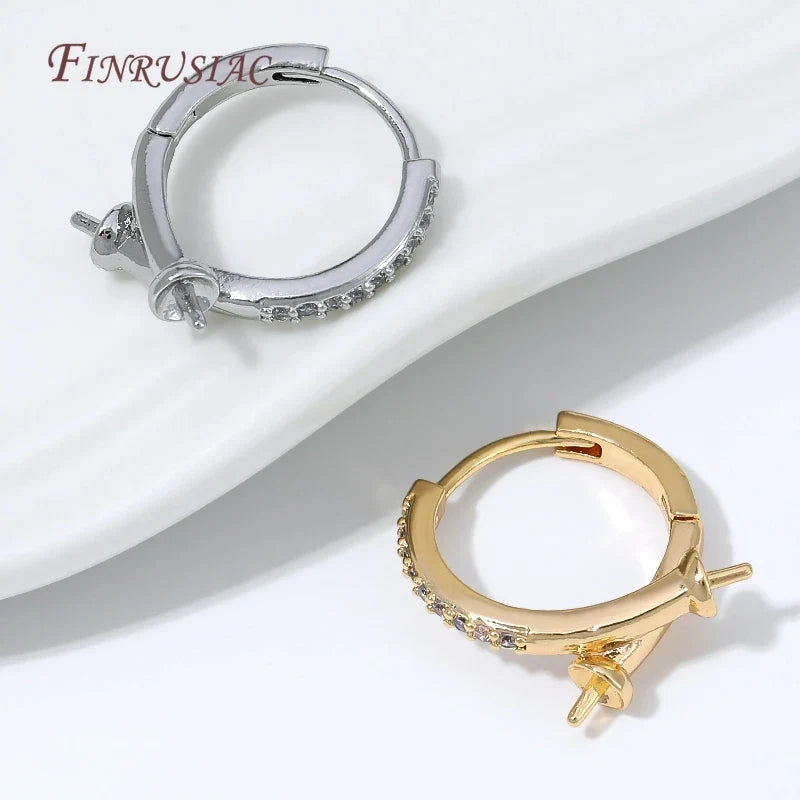 18K Gold Plated Huggie Hoop Earring Findings – Zirconia DIY
