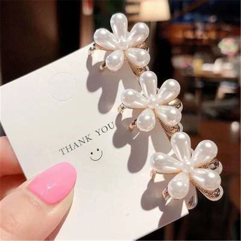 Pearl Camellia Hair Clip Set – Korean Floral Barrettes for Women