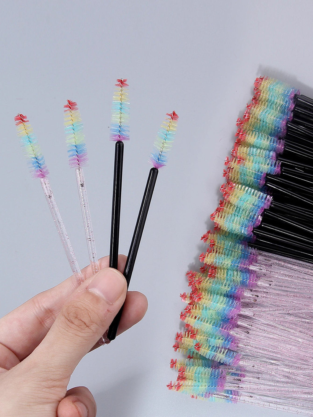 100Pcs Disposable Crystal Mascara Wands & Eyelash Comb Set