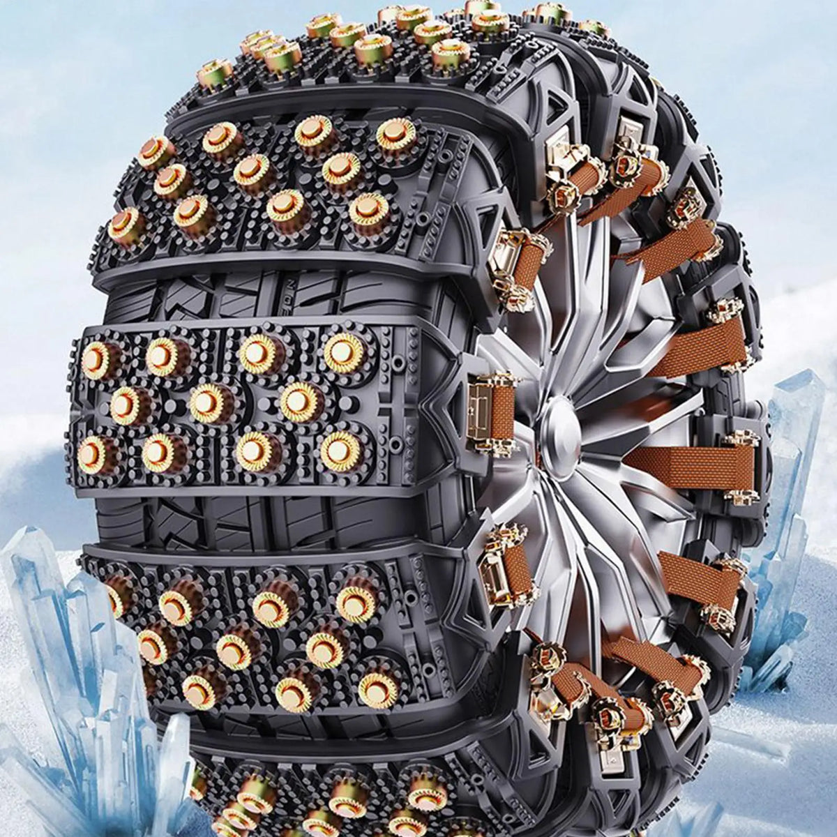 8-Piece Winter Tire Snow Chains | Fits 165–265mm Wheels