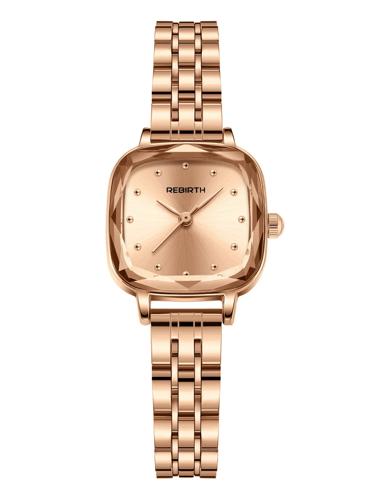 REBIRTH Women's Retro Square Quartz Watch – Steel Strap
