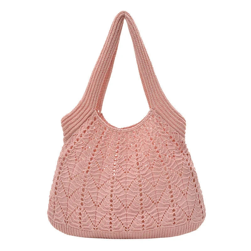 Women's Knitted Cotton Tote Bag – Large Capacity Shoulder Bag