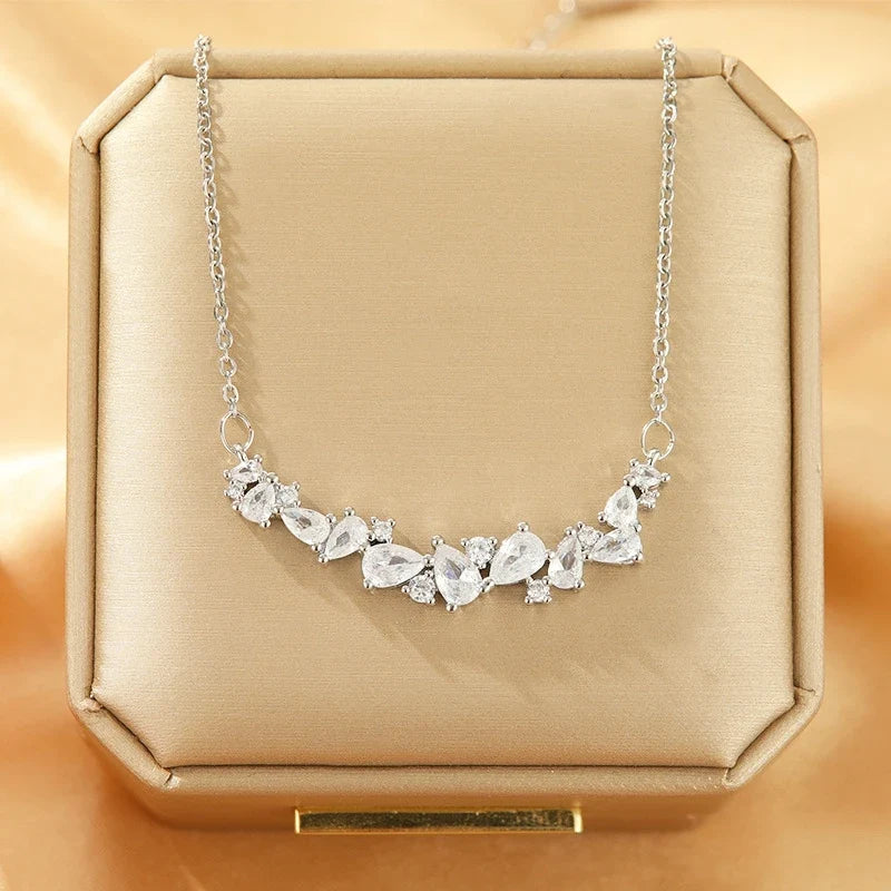 Zircon Copper Pendant Necklace for Women | Gold Clavicle Chain