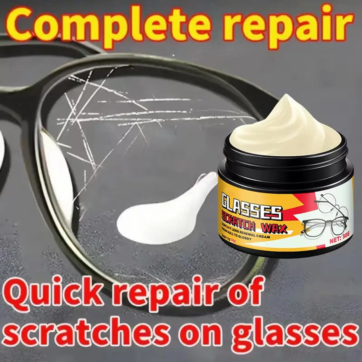 Eyeglass Scratch Remover Lens Polish Wax 30g + Sponge