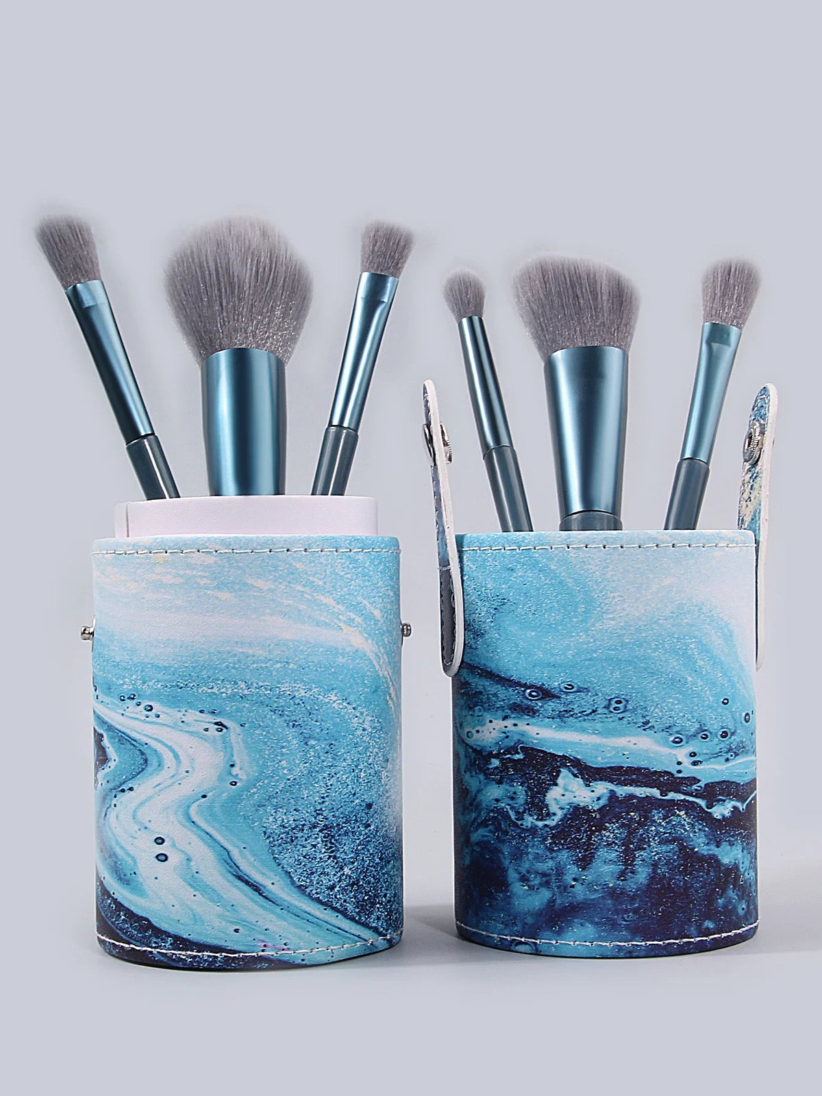 Blue & White Gradient Makeup Brush Holder | Large Capacity