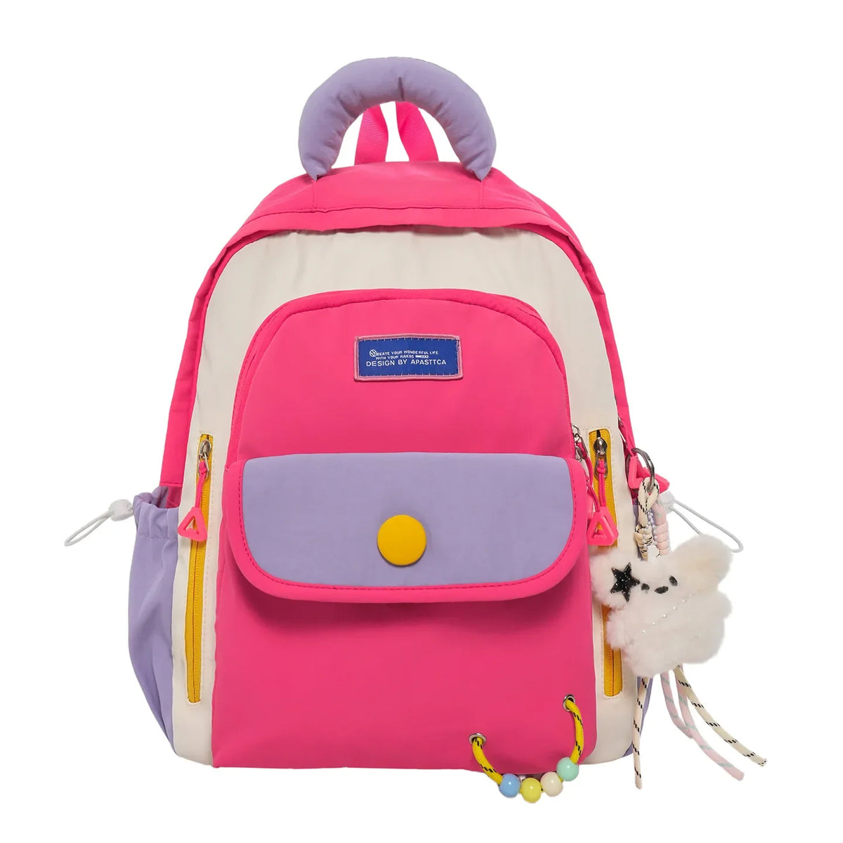Kids Two-Tone Cartoon School Backpack | Elementary Nylon Bag