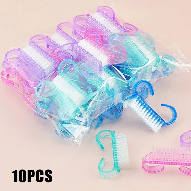 10Pcs Mixed Color Nail Brushes – Manicure & Scrub Set