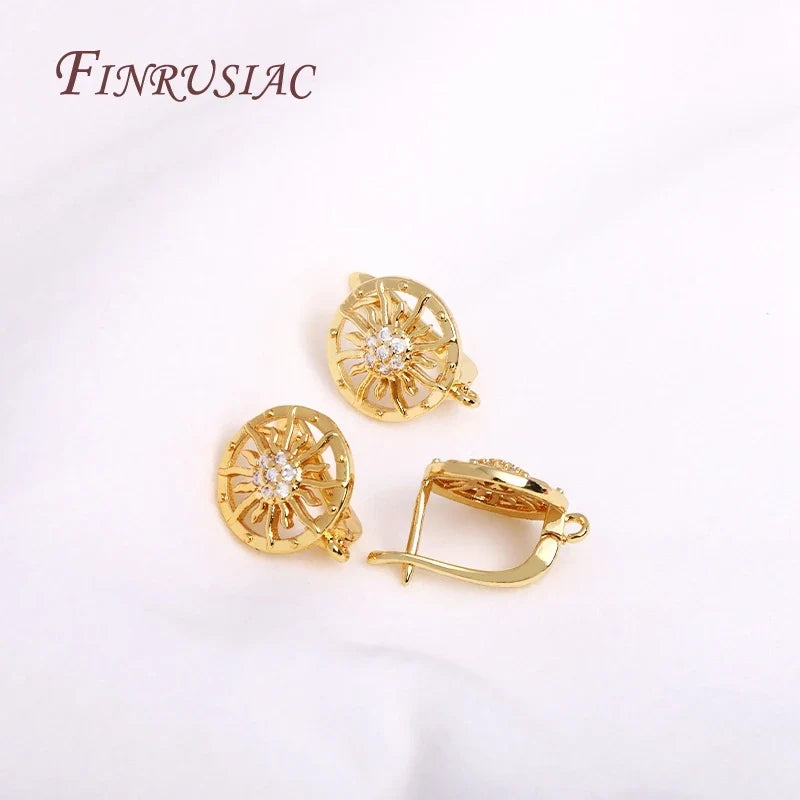 Sunflower Earring Hooks 18K Gold Plated DIY Jewelry Findings