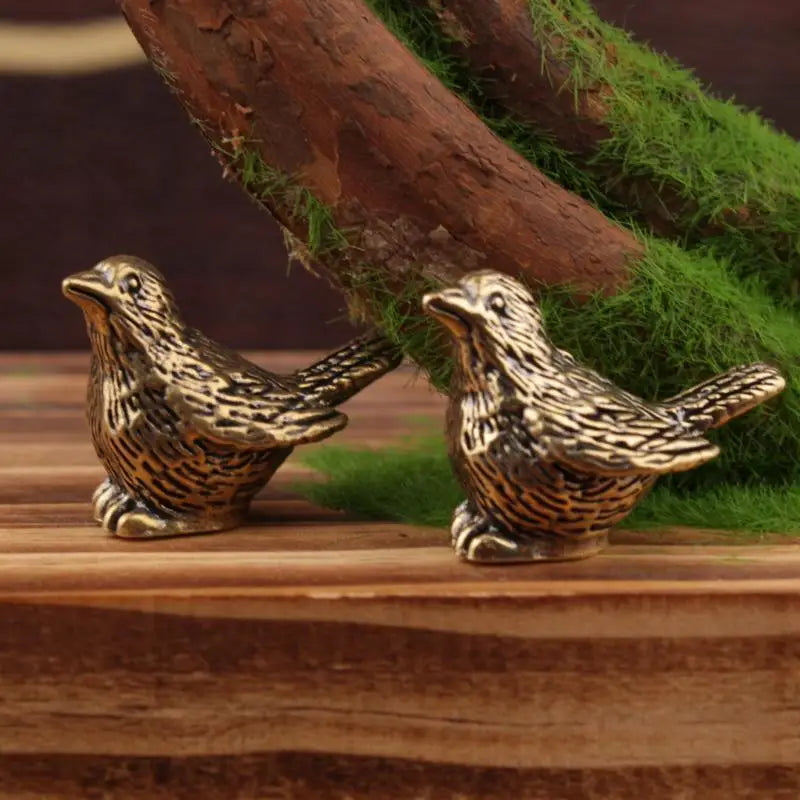 Solid Brass Sparrow Tea Pet Carved Bird Figurine Ornament