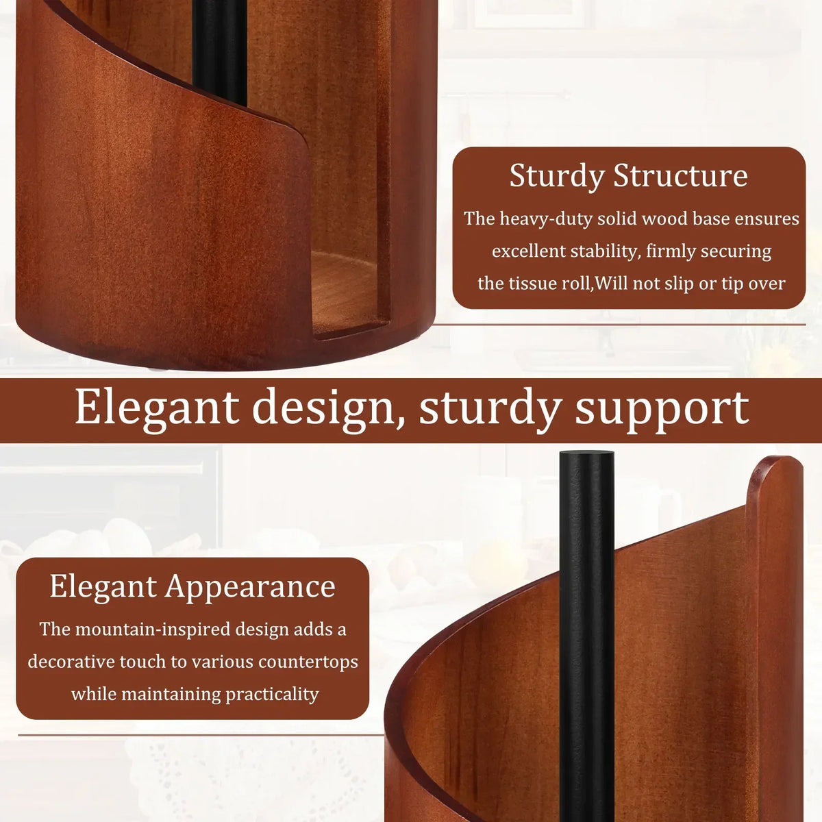 Wooden Spiral Paper Towel Holder – Countertop Stand