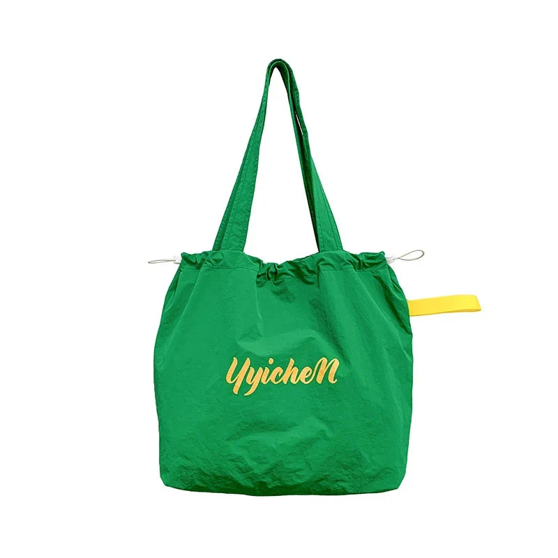 Women's Large Drawstring Nylon Tote Shoulder Bag | Casual
