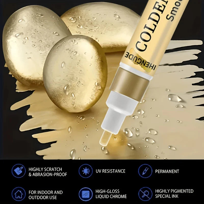 Gold Paint Pen – Fine Tip Quick-Dry Marker for Metal & Decor