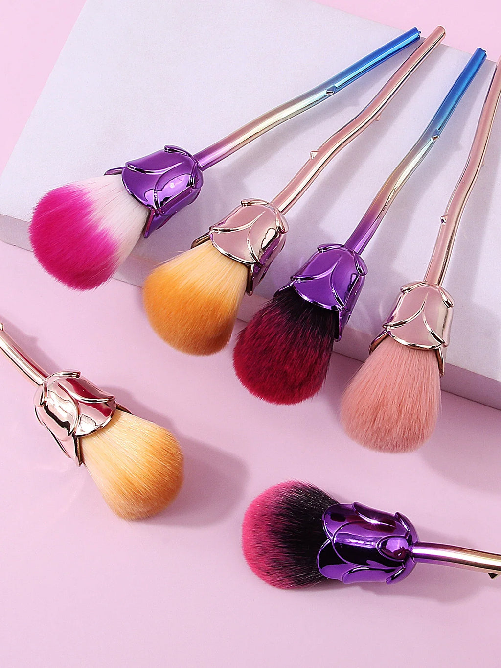 Rose Nail & Makeup Brush Set – Soft Wool Bristles | Nixie