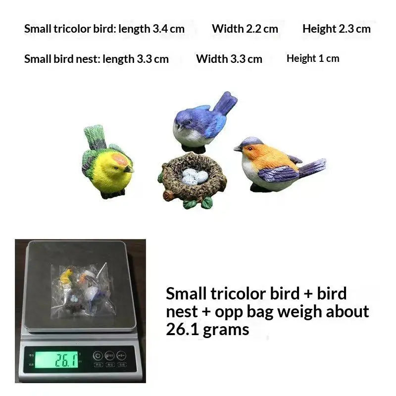 Resin Bird & Nest Figurine Set – Fairy Garden Micro Landscape