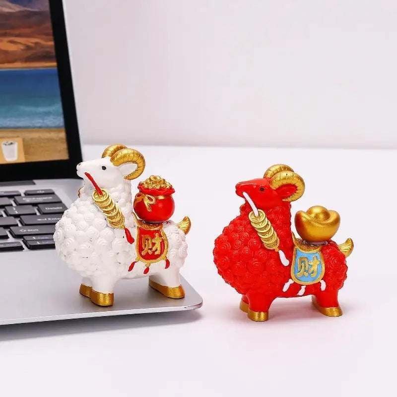 Feng Shui Golden Goat Statue – Chinese Zodiac Figurine