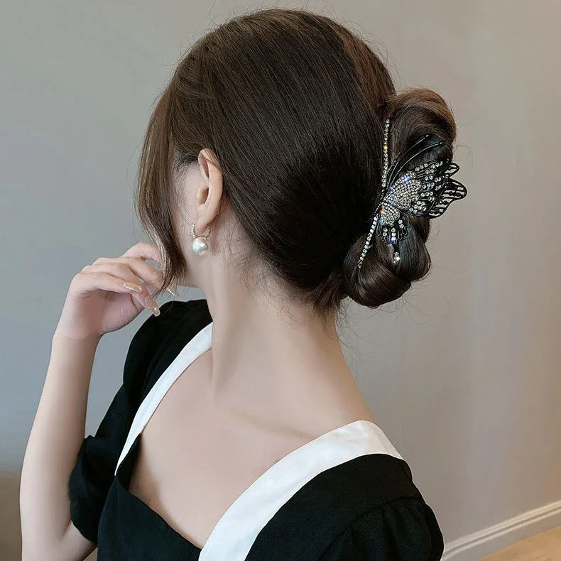 Snake Crystal Tassel Hair Claw Clips – Geometric Metal Women