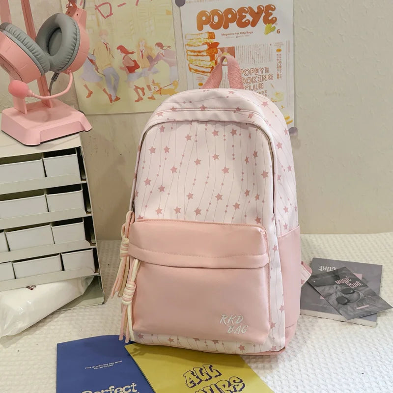 Korean Star Print Lightweight Waterproof Backpack | 20–35L