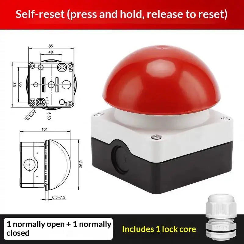 IP65 Mushroom Head Emergency Stop Button Switch 1NO Industrial