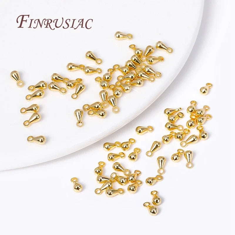 18K Gold Plated Water Drop Pendant End Beads | DIY Jewelry