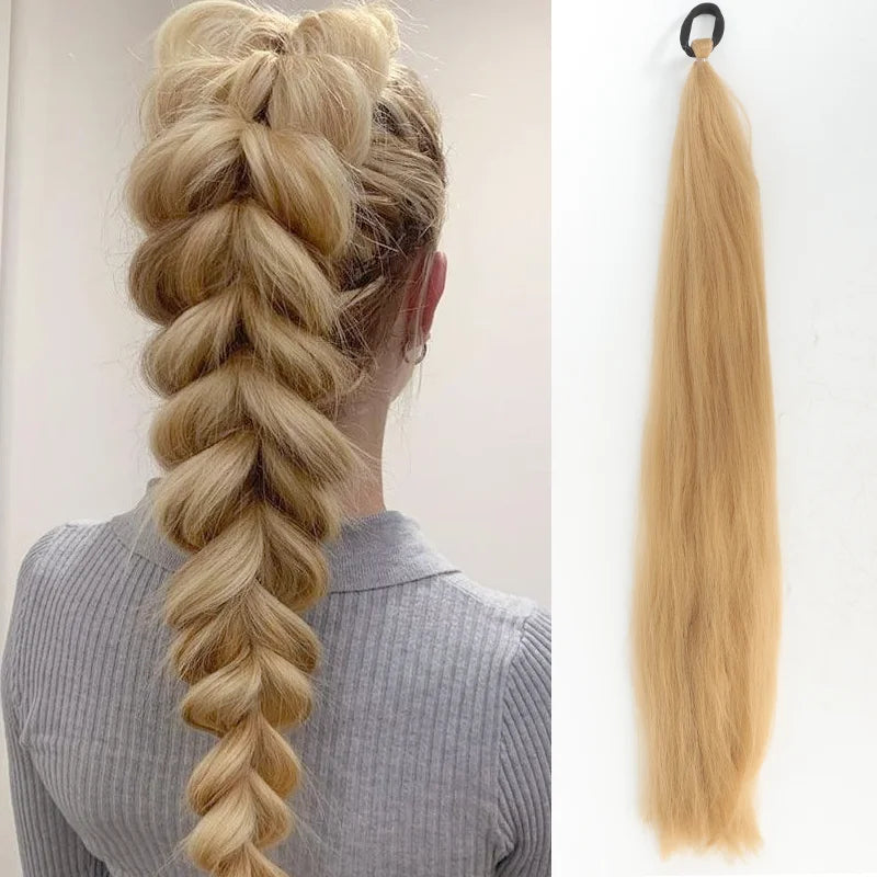 26" Synthetic Ponytail Extension Ombre Pink Purple Blue | Kanekalon