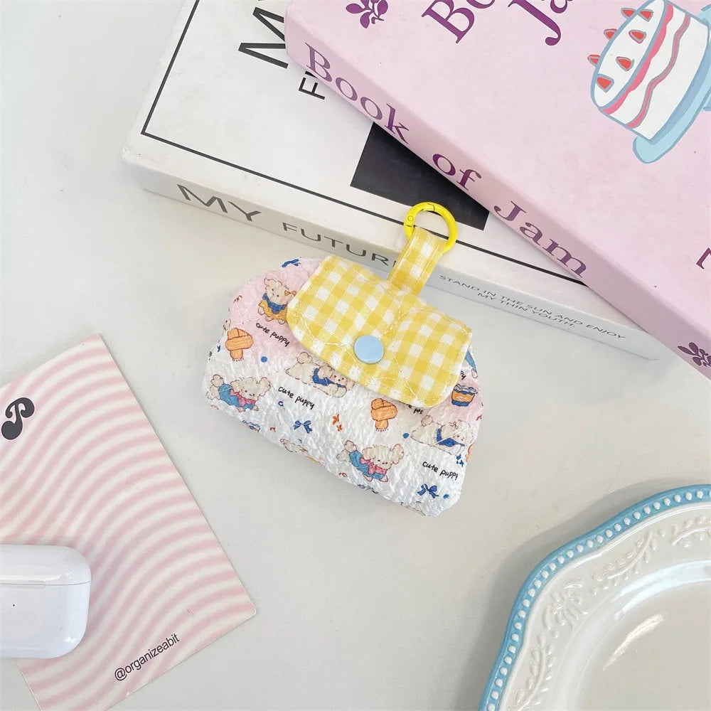 Mini Quilted Makeup Bag – Kawaii Snap Closure Cosmetic Pouch