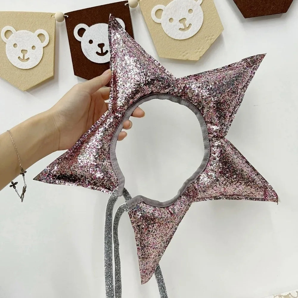 Glittered Star Baby Headband – Soft Nylon Toddler Hair Accessory