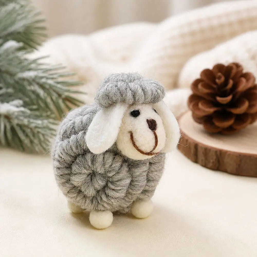 Wool Felt Christmas Sheep Figurine Nordic Lamb Ornament