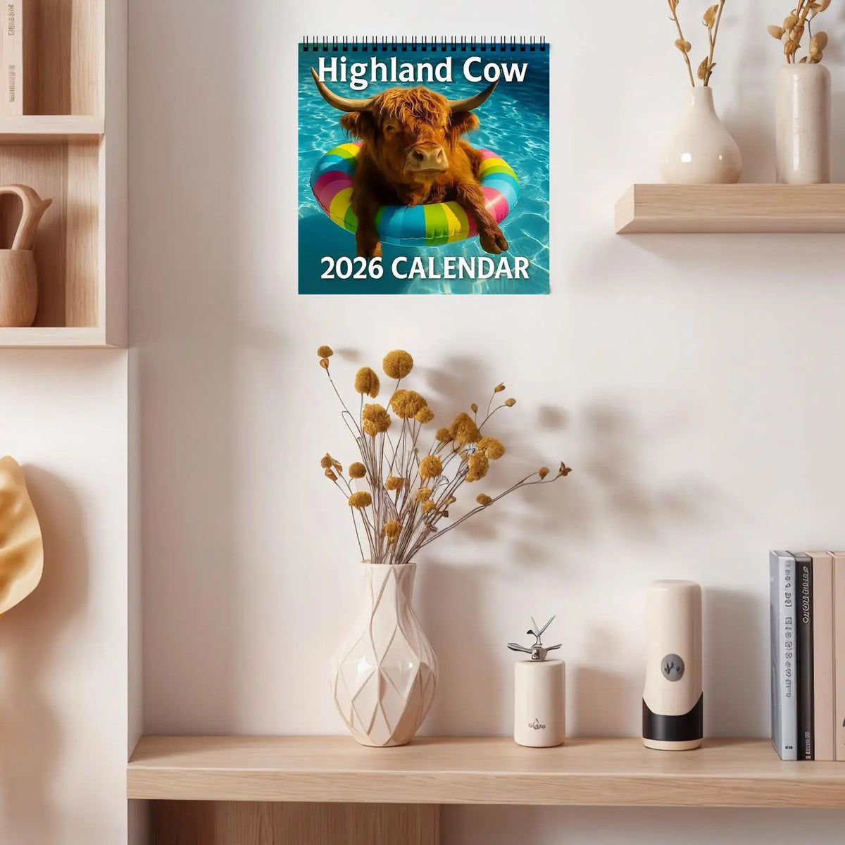 2026 Highland Cow Wall Calendar – 12 Month Monthly Planner