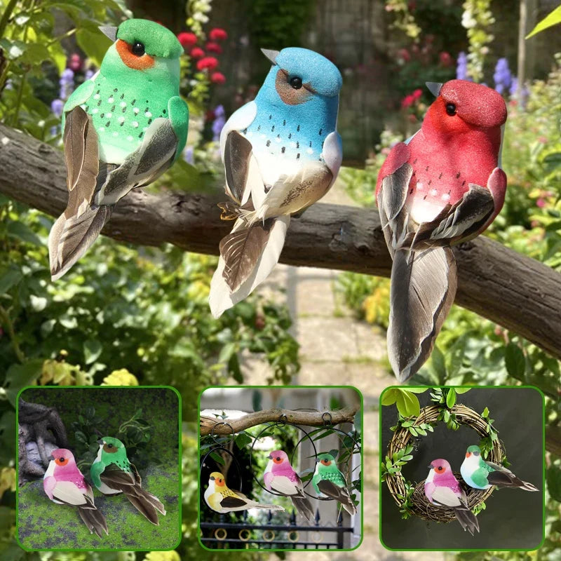 Realistic Feathered Bird Figurine for Garden & Craft Décor
