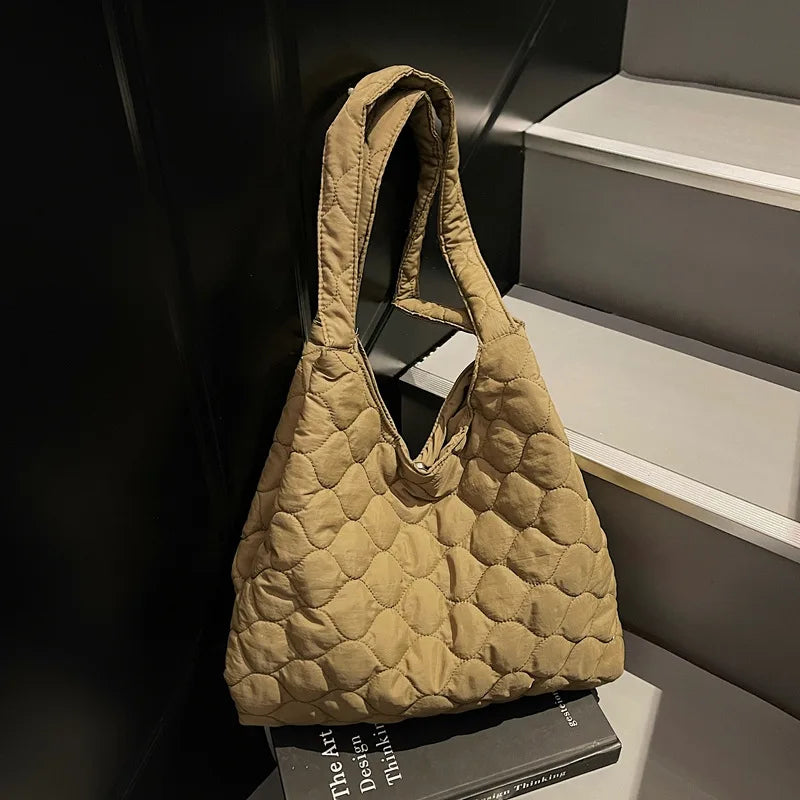 Nixie Quilted Tote Bag – Korean Style Large Shoulder Bag