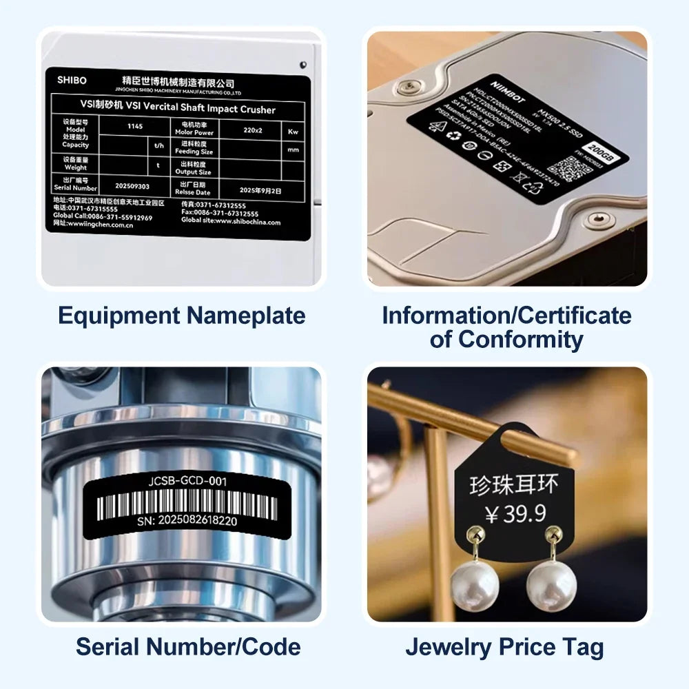 Niimbot M2/M3 Thermal Transfer Labels & Ribbon – Black, Gold, White
