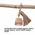 Hand Carved Wooden Cat Keychain with Tassel | Lucky Cat
