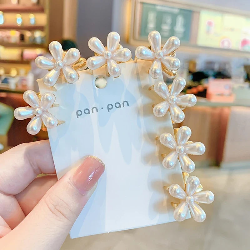 Pearl Camellia Hair Clip Set – Korean Floral Barrettes for Women