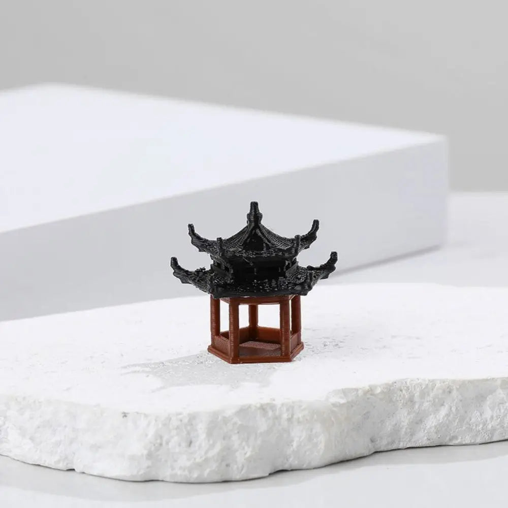 Miniature Hexagonal Pagoda Figurine – Micro Landscape Decor