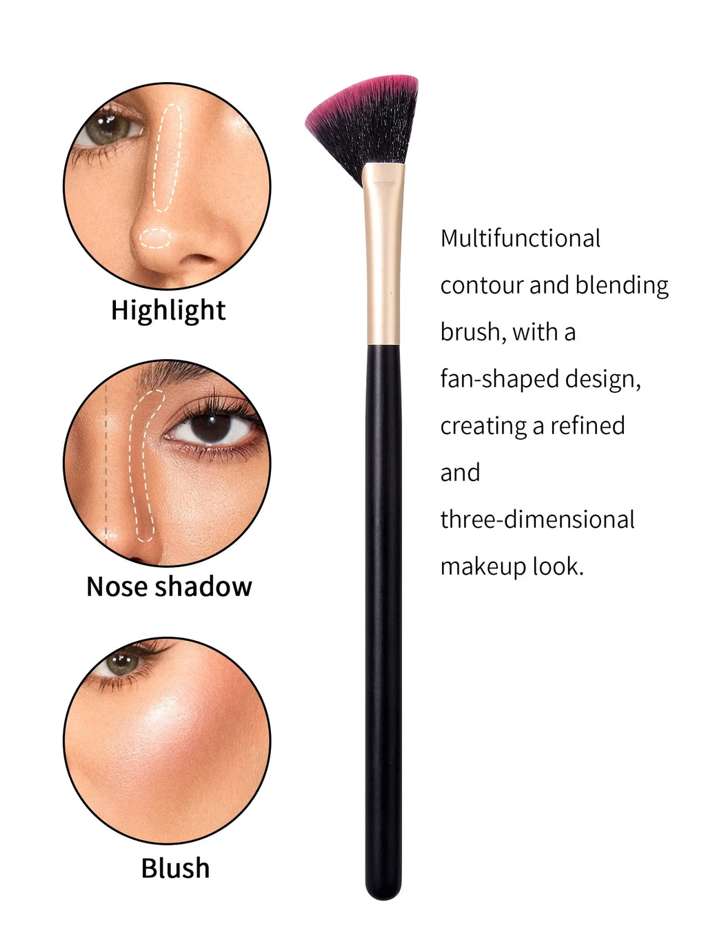 Fan-Shaped Contour Brush & Triangle Powder Puff Set – 2 Pcs