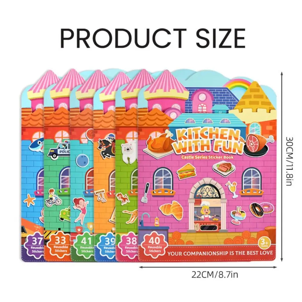 Reusable Jelly Sticker Quiet Book – Animal & Vehicle Puzzle