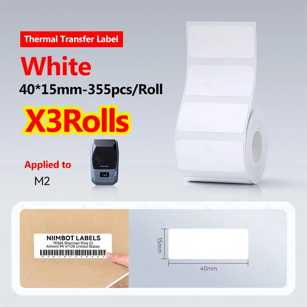 NiiMBOT M2/M3 Thermal Transfer Label Paper Rolls – 3 or 5 Pack