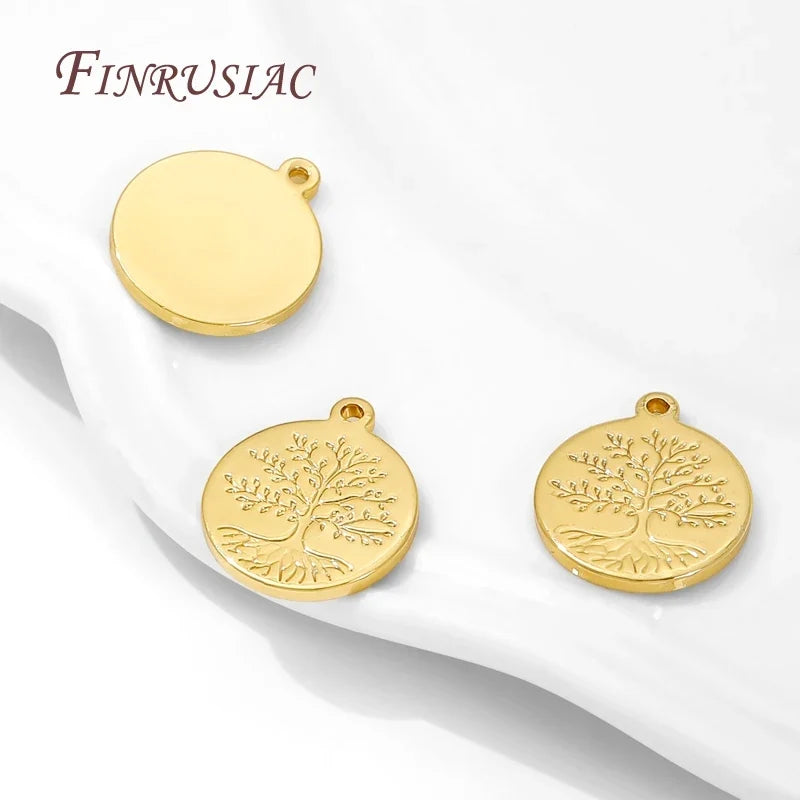 18K Gold Plated Tree of Life Charm Pendant – DIY Jewelry