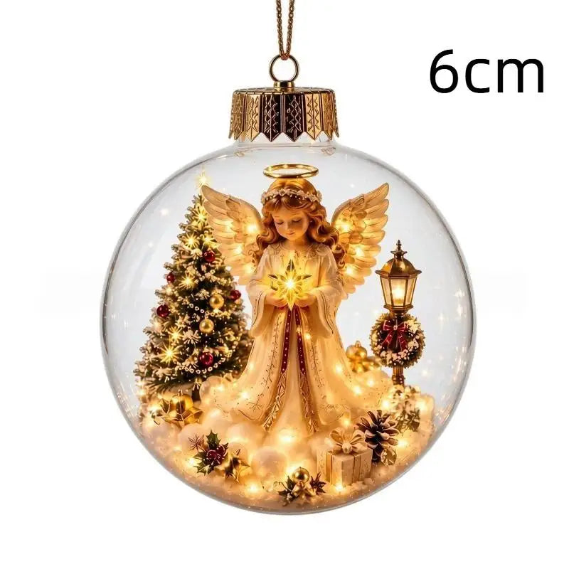 LED Luminous Christmas Crystal Ball Ornament – Santa & Snowman