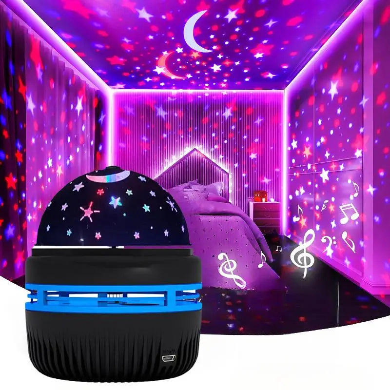 LED Starry Sky Projector Night Light – 360° Rotating RGB Aurora