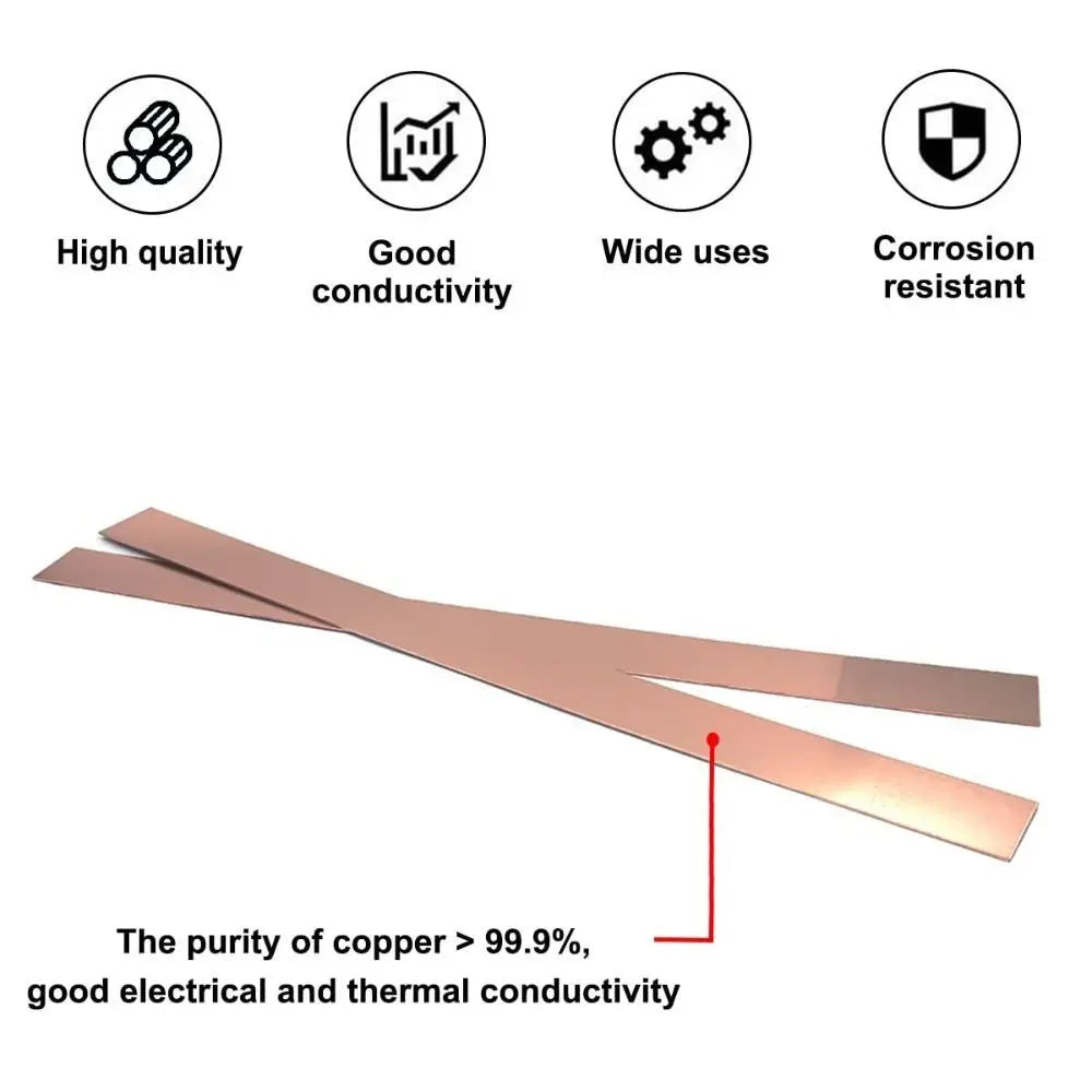 T2 Pure Copper Flat Bar 2/3mm x 200mm | 99.9% DIY Stock